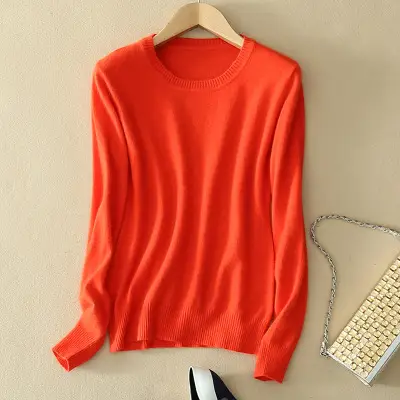 Woolen sweater women's round neck knitted sweater autumn and winter New Round Neck Slim solid color woolen sweater plus size pullover bottoming shirt - Image 10