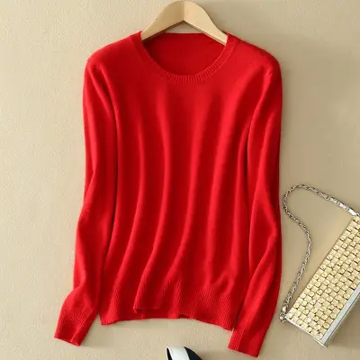 Woolen sweater women's round neck knitted sweater autumn and winter New Round Neck Slim solid color woolen sweater plus size pullover bottoming shirt - Image 12