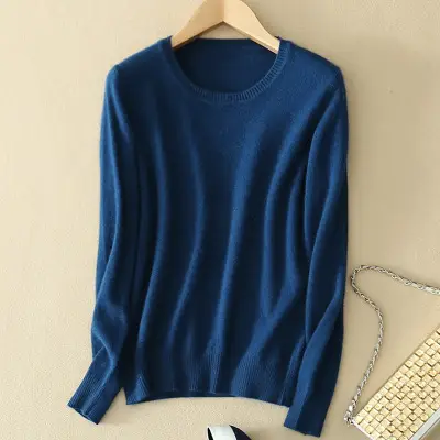 Woolen sweater women's round neck knitted sweater autumn and winter New Round Neck Slim solid color woolen sweater plus size pullover bottoming shirt - Image 15