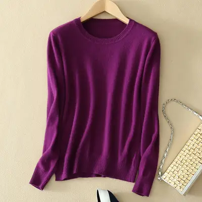 Woolen sweater women's round neck knitted sweater autumn and winter New Round Neck Slim solid color woolen sweater plus size pullover bottoming shirt - Image 16