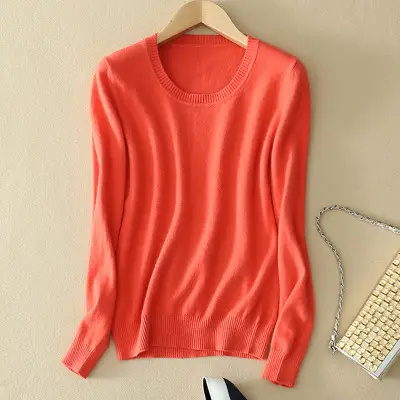 Woolen sweater women's round neck knitted sweater autumn and winter New Round Neck Slim solid color woolen sweater plus size pullover bottoming shirt - Image 17