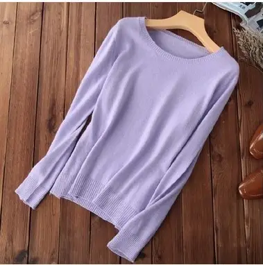 Woolen sweater women's round neck knitted sweater autumn and winter New Round Neck Slim solid color woolen sweater plus size pullover bottoming shirt - Image 19