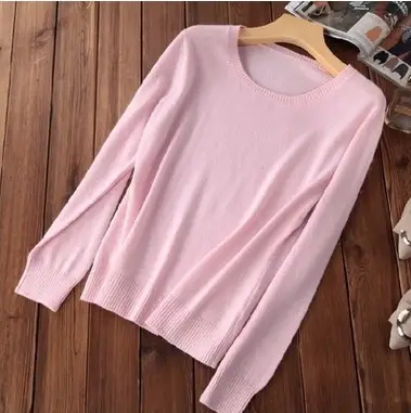 Woolen sweater women's round neck knitted sweater autumn and winter New Round Neck Slim solid color woolen sweater plus size pullover bottoming shirt - Image 2