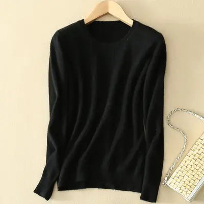 Woolen sweater women's round neck knitted sweater autumn and winter New Round Neck Slim solid color woolen sweater plus size pullover bottoming shirt - Image 4