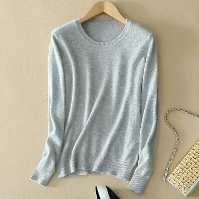 Woolen sweater women's round neck knitted sweater autumn and winter New Round Neck Slim solid color woolen sweater plus size pullover bottoming shirt - Image 5