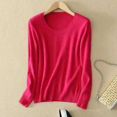 Woolen sweater women's round neck knitted sweater autumn and winter New Round Neck Slim solid color woolen sweater plus size pullover bottoming shirt - Image 6
