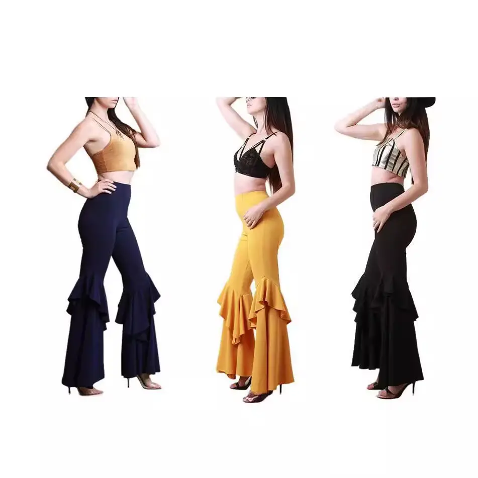 Women's Navy Blue Flared Pleated High Waist Pants