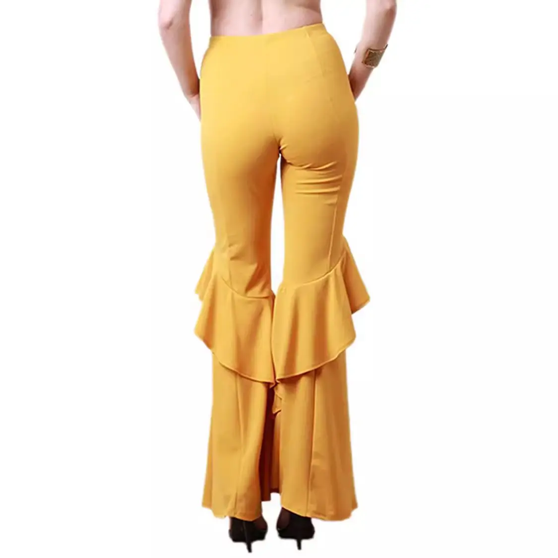 Women's Navy Blue Flared Pleated High Waist Pants