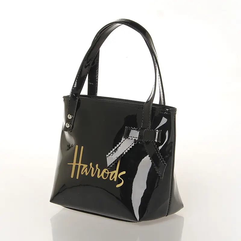 Black Bow Bow Tie Handbag with Gold Embroidery