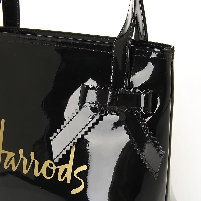 Black Bow Bow Tie Handbag with Gold Embroidery