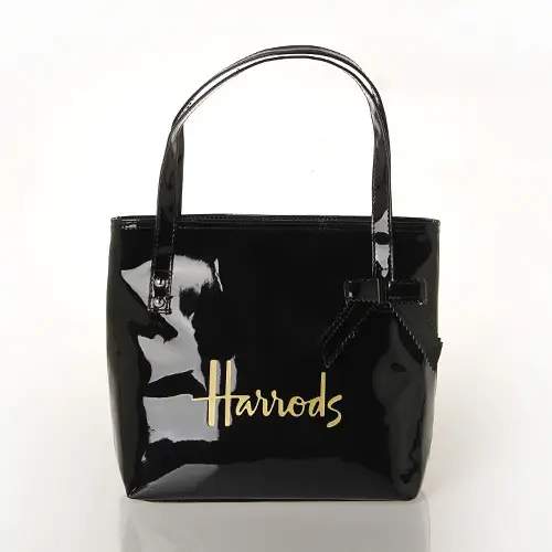 Black Bow Bow Tie Handbag with Gold Embroidery