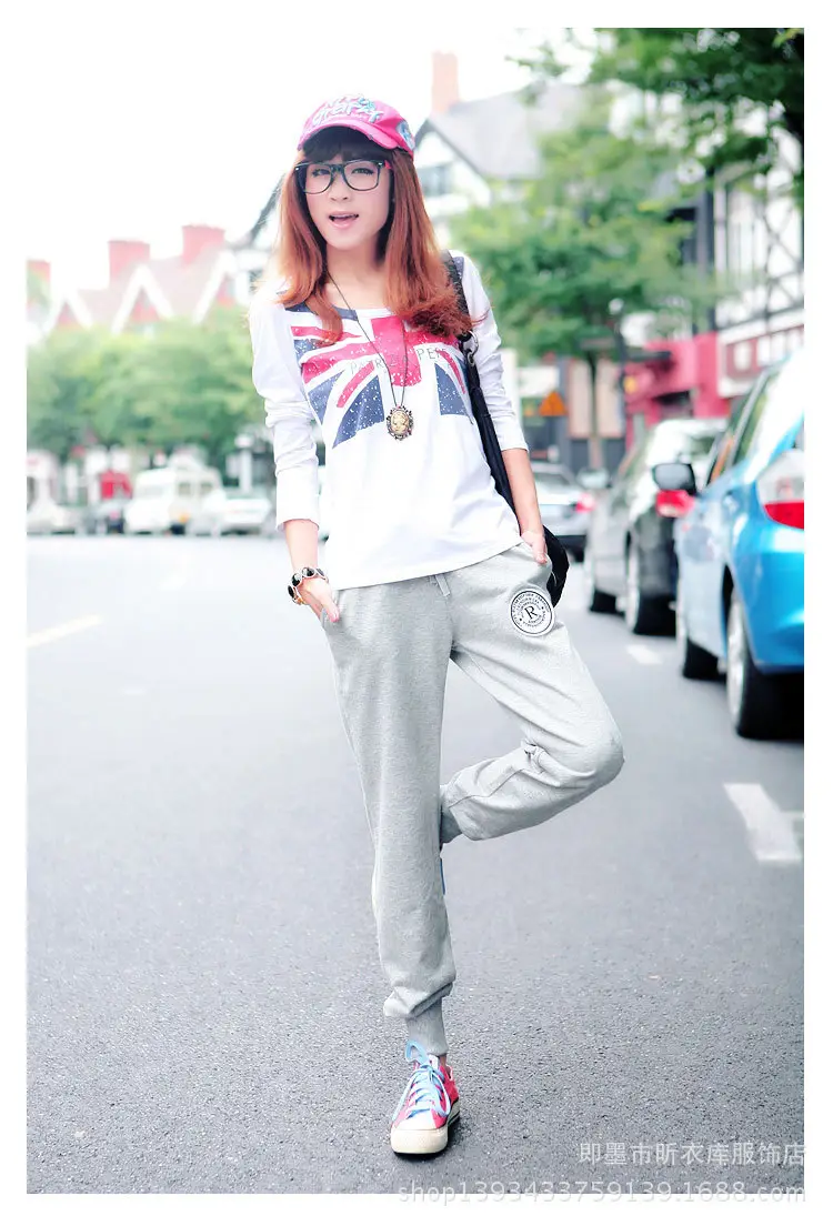 Women Cotton Terry Trousers Spring Autumn Military Style