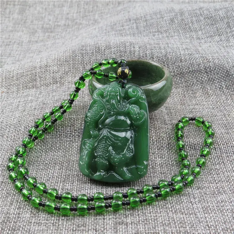 Hot Green Jade Guanyin Necklace with Sweater Chain