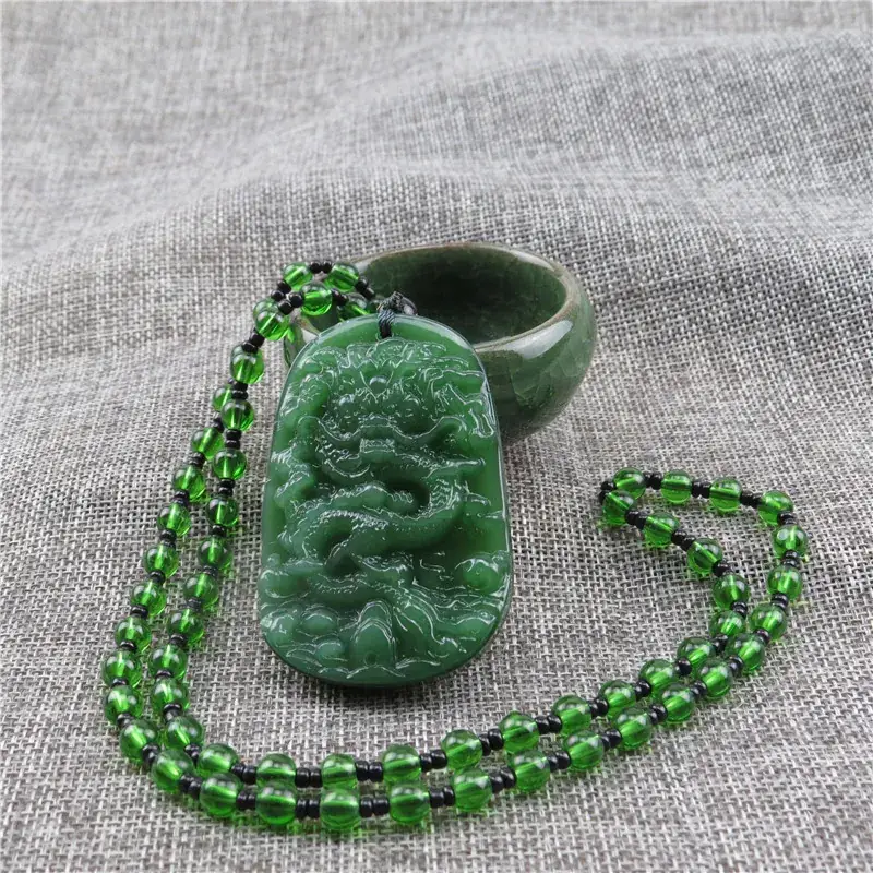 Hot Green Jade Guanyin Necklace with Sweater Chain