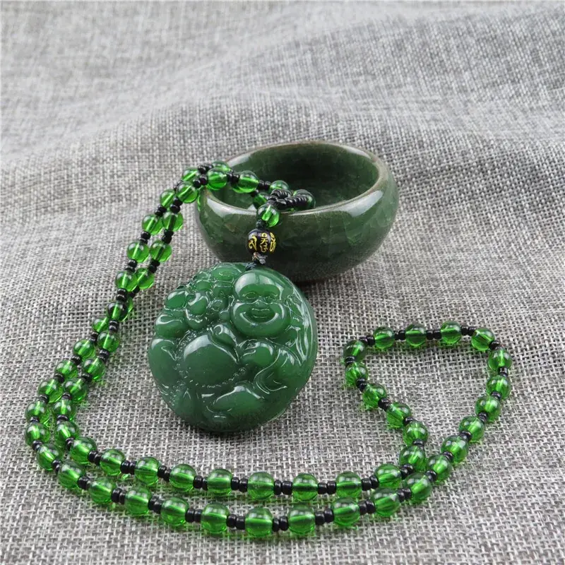 Hot Green Jade Guanyin Necklace with Sweater Chain