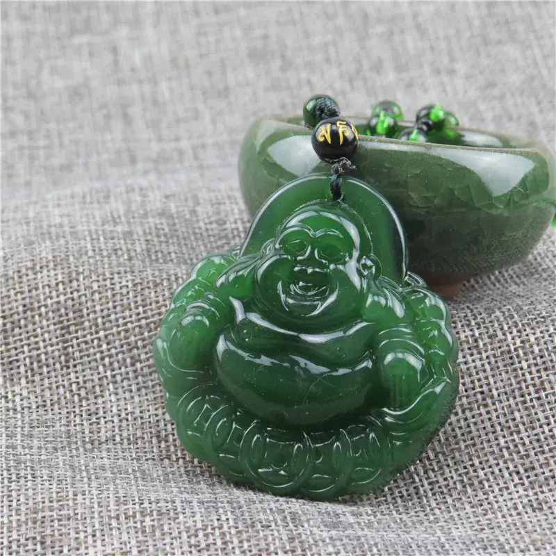 Hot Green Jade Guanyin Necklace with Sweater Chain
