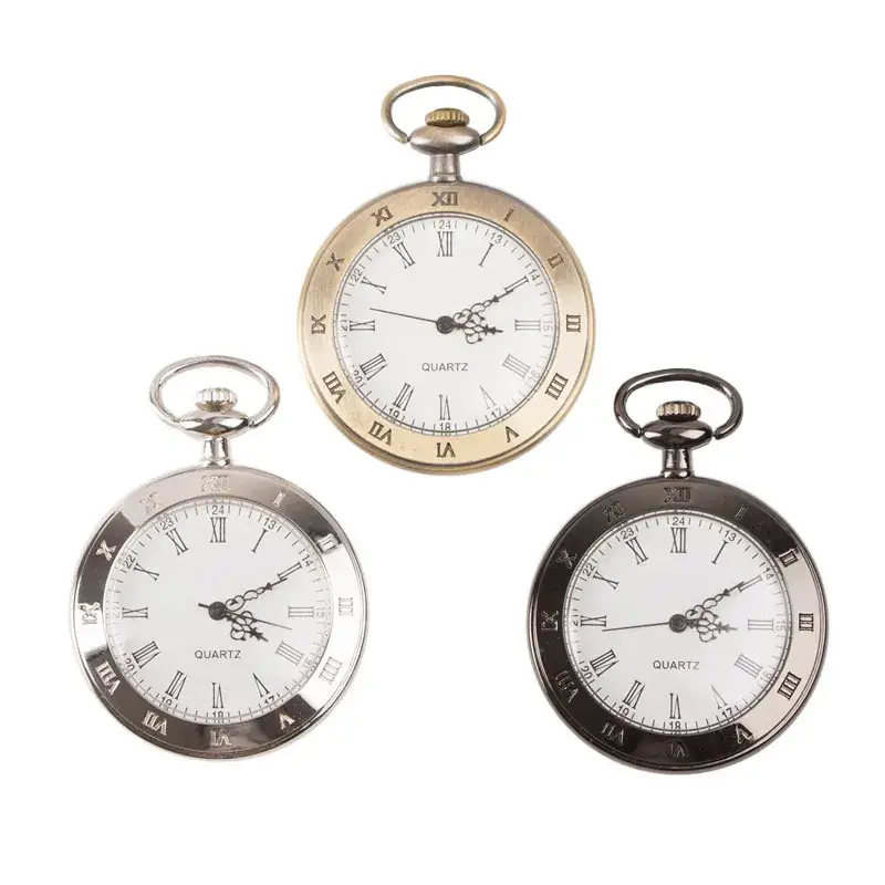 Korean Style Roman Numeral Pocket Watch with Quartz Movement