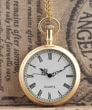 Korean Style Roman Numeral Pocket Watch with Quartz Movement