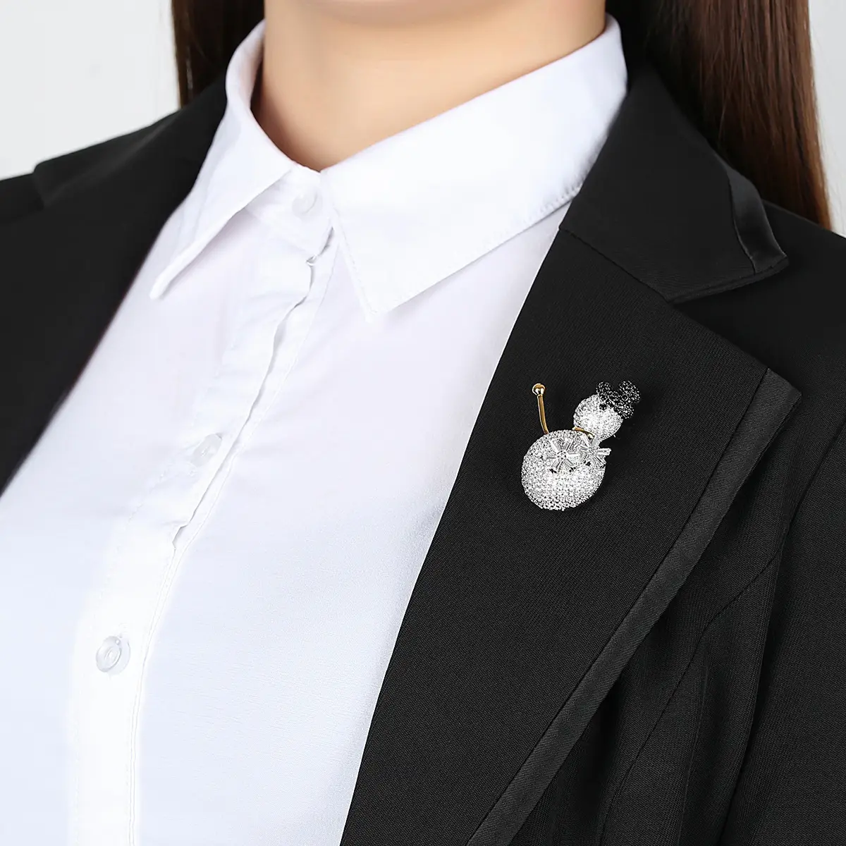 Jinse Snowman Zircon Brooch for Women - Image 4