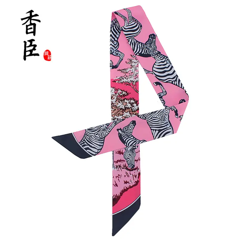 Pink Zebra Print Silk Scarf for Women - Image 7