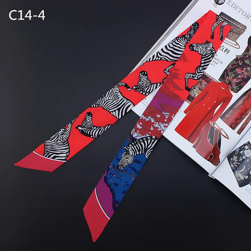 Pink Zebra Print Silk Scarf for Women - Image 4