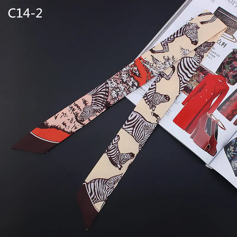 Pink Zebra Print Silk Scarf for Women - Image 2