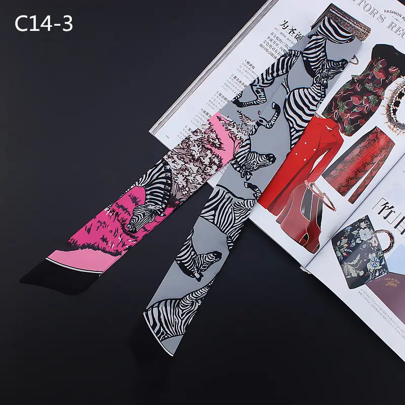 Pink Zebra Print Silk Scarf for Women - Image 3