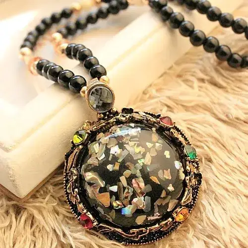 Vintage Korean Cross-Country Cat's Eye Pendant Necklace