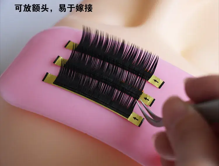 Pink Thick Eyelash Grafting Tool with Silicone Pad - Image 2