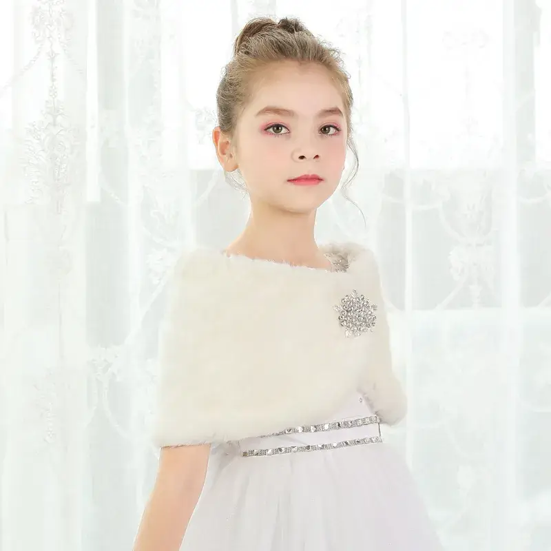 Warm White Princess Shawl for Girls Autumn Winter - Image 3