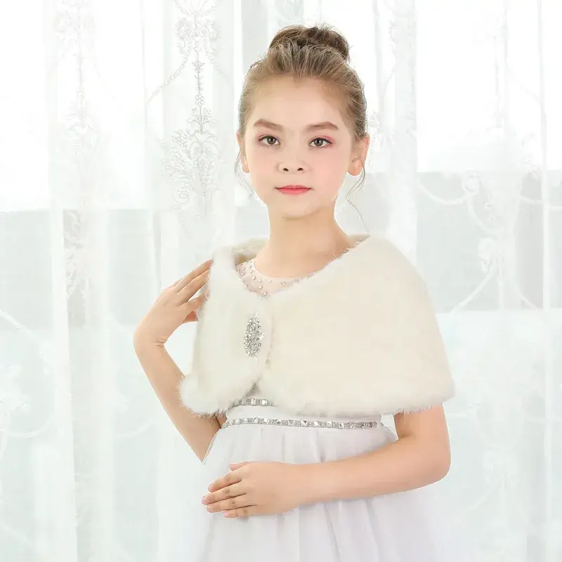 Warm White Princess Shawl for Girls Autumn Winter - Image 4