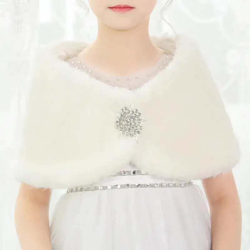 Warm White Princess Shawl for Girls Autumn Winter - Image 5