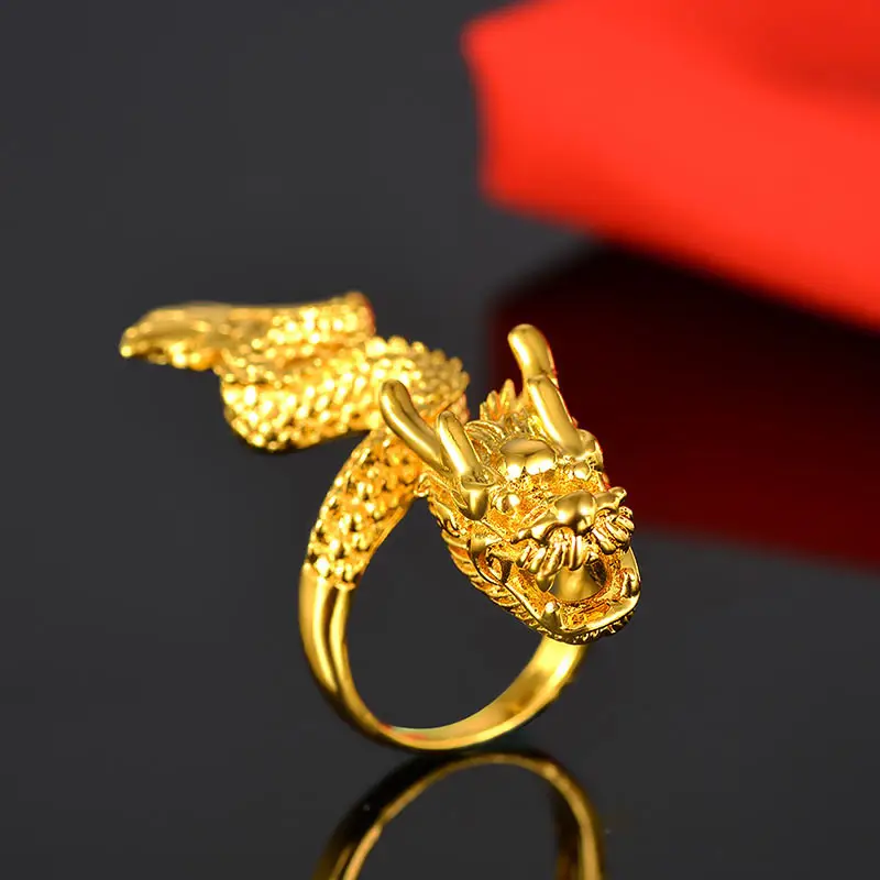 Golden Dragon Design Wedding Groom Ring - Image 3