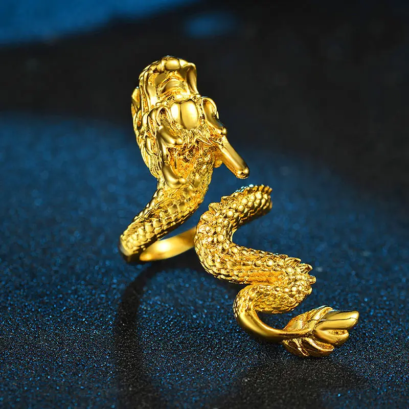 Golden Dragon Design Wedding Groom Ring - Image 4
