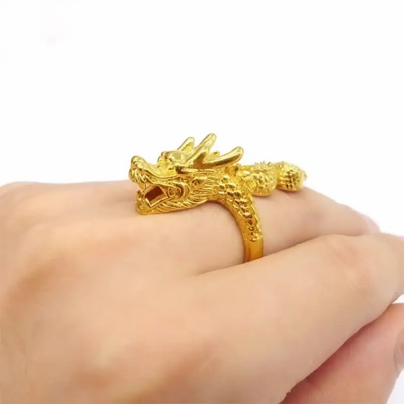 Golden Dragon Design Wedding Groom Ring - Image 5