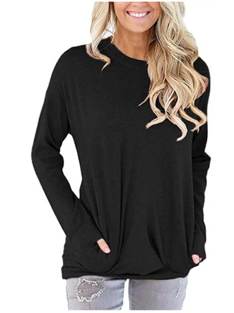 Purple Long Sleeve T-Shirt for Girls with Pocket & Round Neck - Image 16