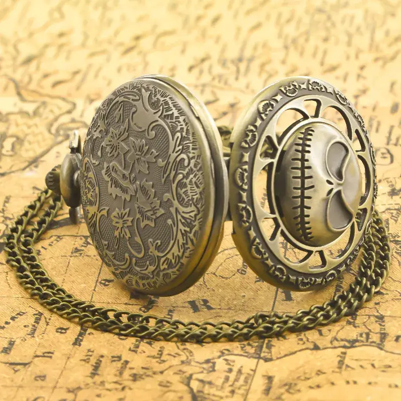 Retro Skull Pocket Watch Necklace with Chain - Image 17