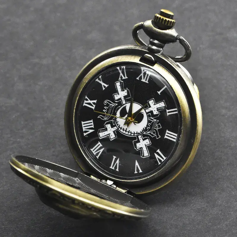 Retro Skull Pocket Watch Necklace with Chain - Image 18