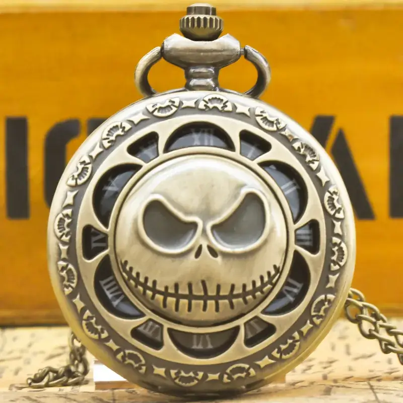 Retro Skull Pocket Watch Necklace with Chain - Image 19