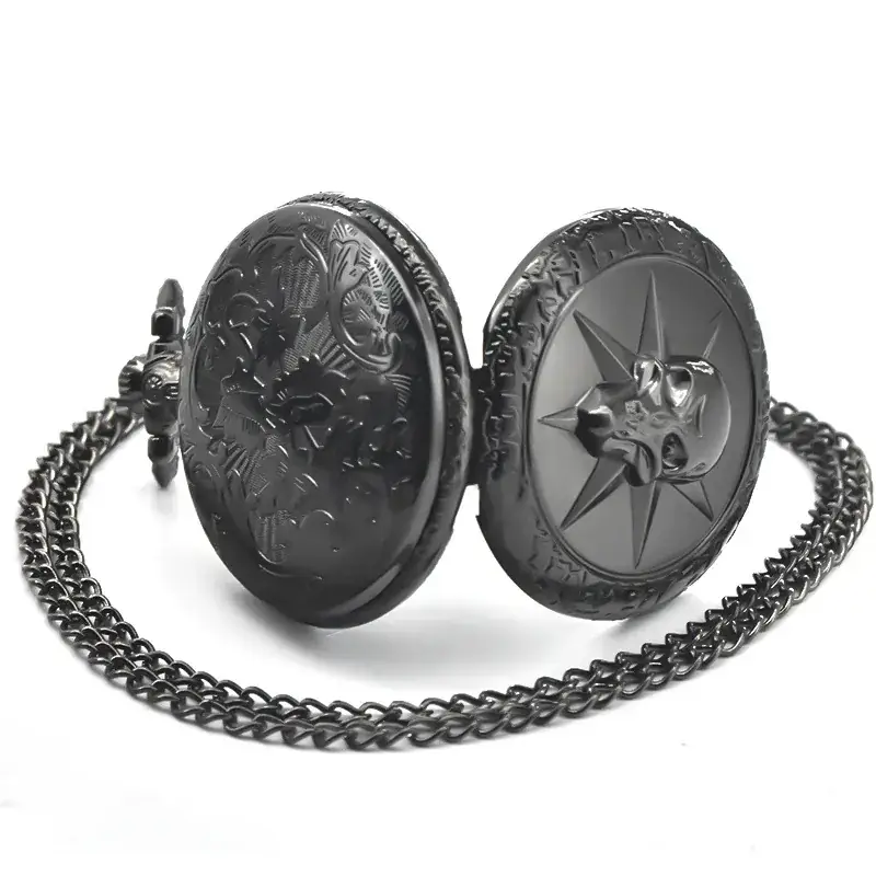 Retro Skull Pocket Watch Necklace with Chain — feature 11