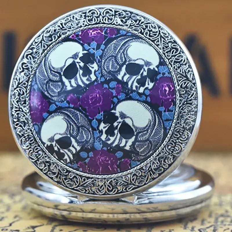 Retro Skull Pocket Watch Necklace with Chain — feature 28