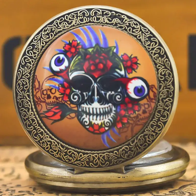 Retro Skull Pocket Watch Necklace with Chain — feature 30