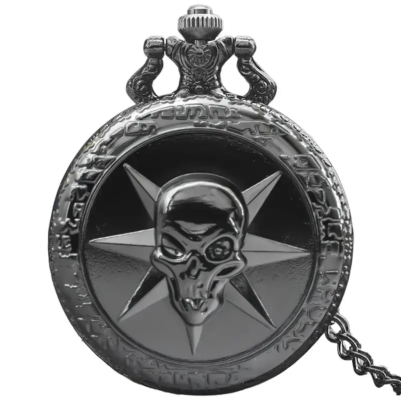 Retro Skull Pocket Watch Necklace with Chain - Image 12