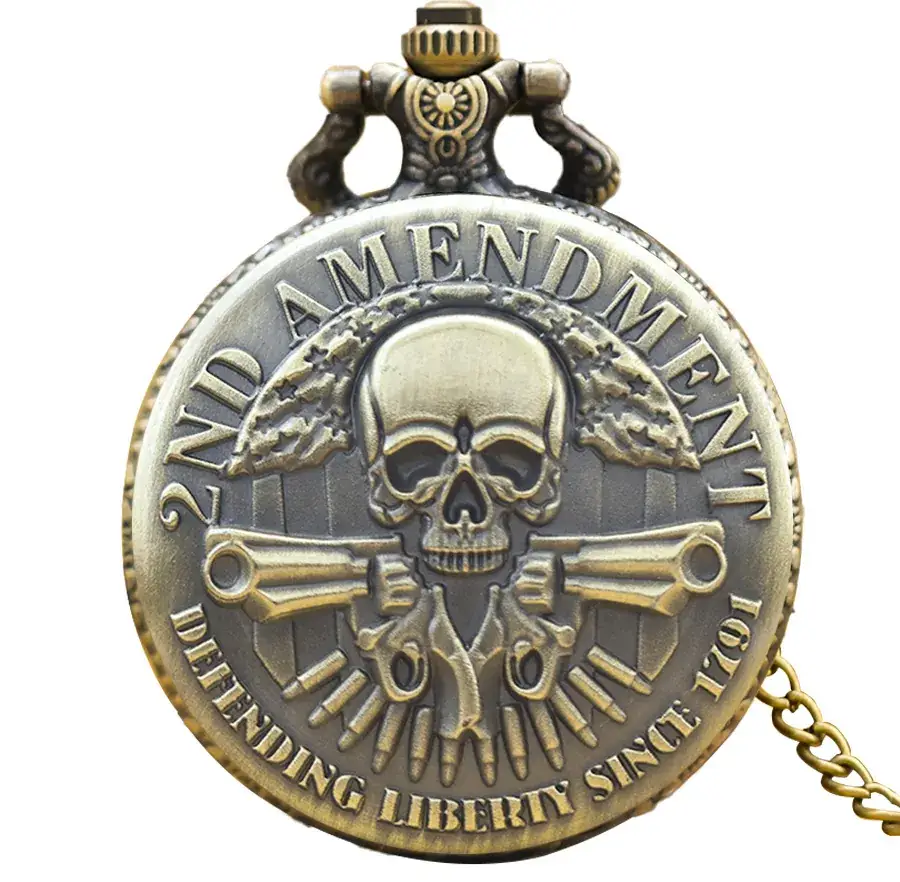Retro Skull Pocket Watch Necklace with Chain - Image 4