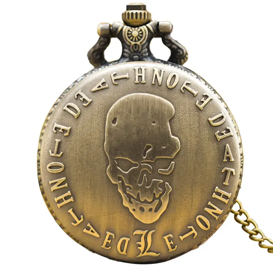 Retro Skull Pocket Watch Necklace with Chain - Image 8