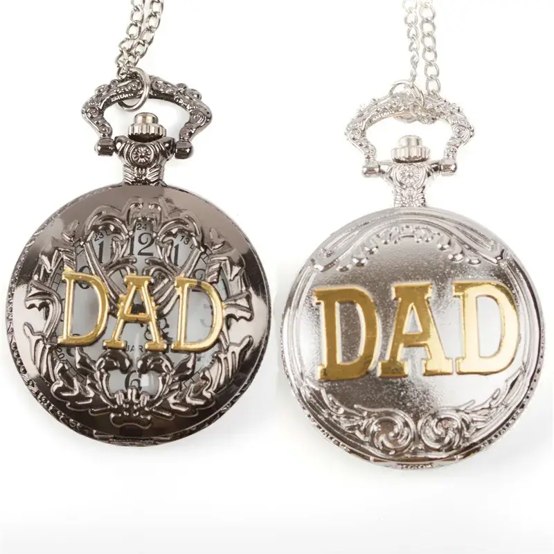 Vintage Gold DAD Cross Mirror Pocket Watch Necklace - Image 5