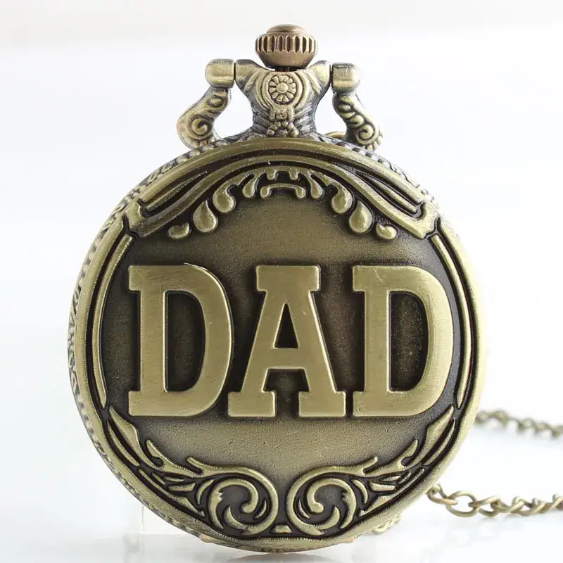 Vintage Gold DAD Cross Mirror Pocket Watch Necklace - Image 3