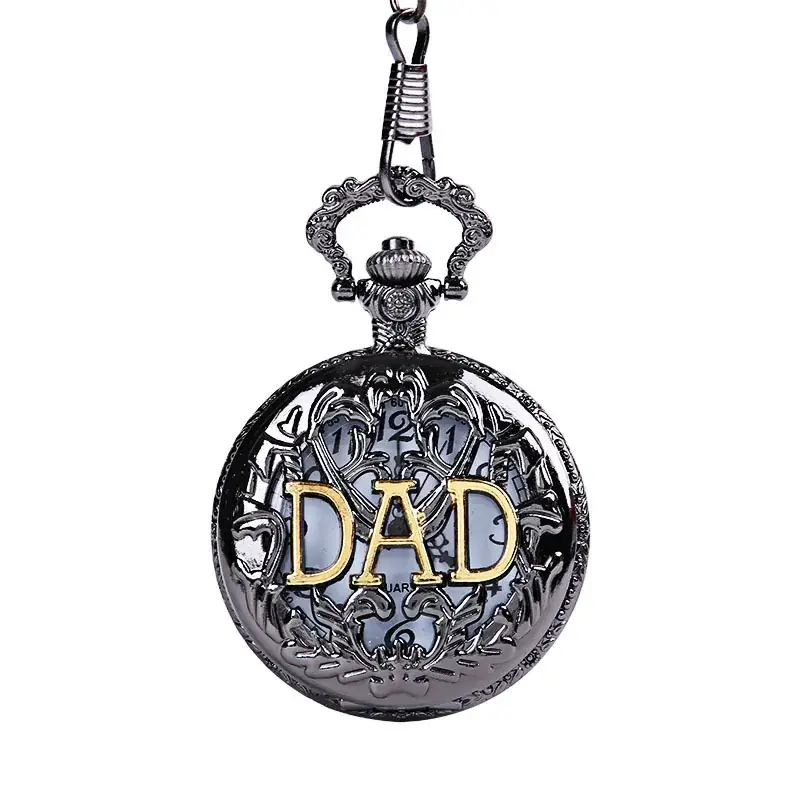 Vintage Gold DAD Cross Mirror Pocket Watch Necklace - Image 6