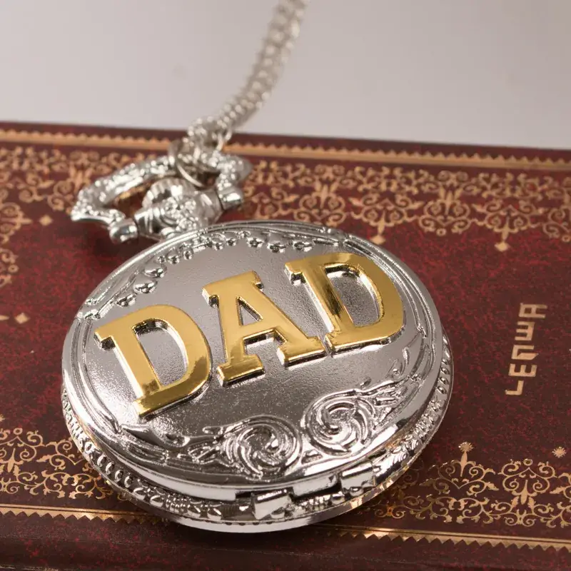 Vintage Gold DAD Cross Mirror Pocket Watch Necklace - Image 2