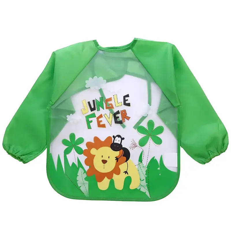 Baby Dinosaur Play Baseball Apron Green Waterproof Long Sleeve - Image 10